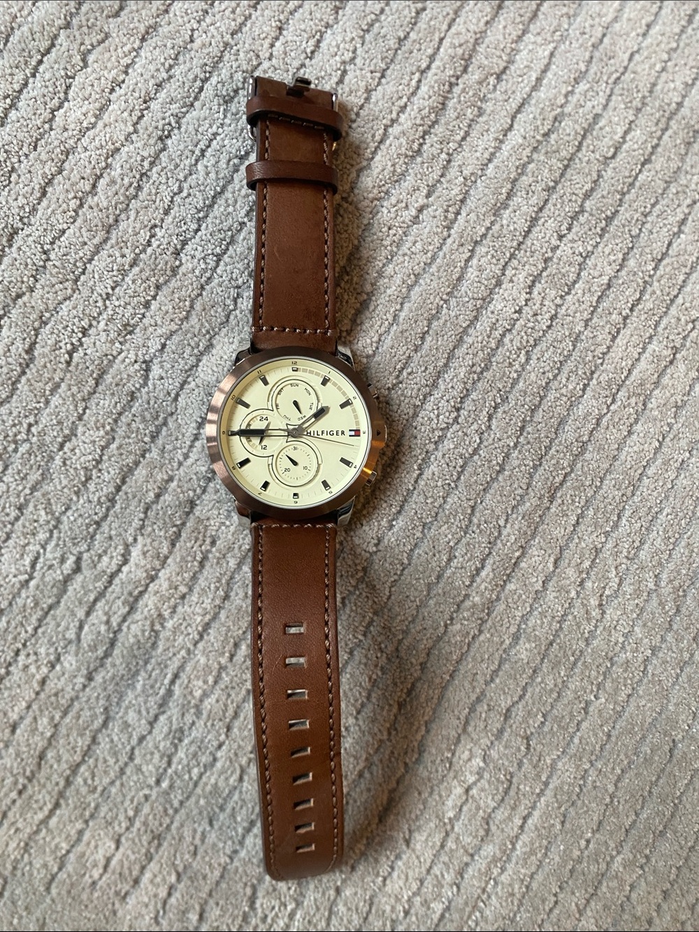 Tommy Hilfiger Men’s Brown Leather Multi-Dial Jameson Watch